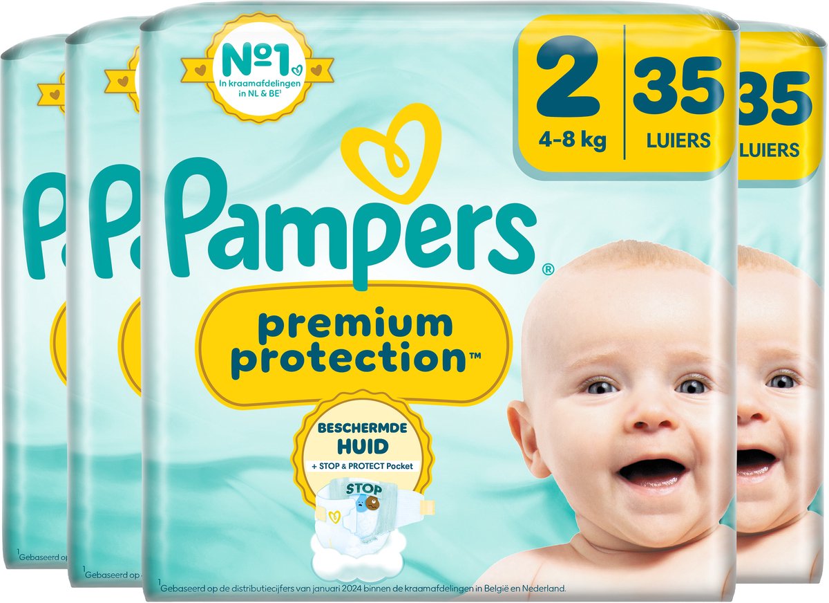 Pampers Premium Protection Maat 2 - 4 x 35 Luiers - 4kg-8kg