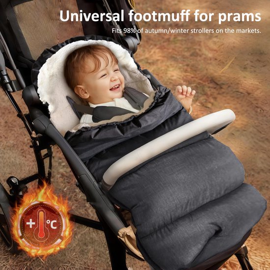 Unyqoos® Universele warme voetenzak voor kinderwagens met verdikt ontwerp en lamswol van Merkloos — afbeelding 4
