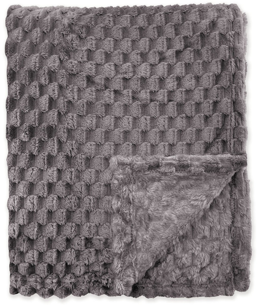 Byrklund Plaid Fluffy Dots - 130x160 - 100% Polyester - Antraciet