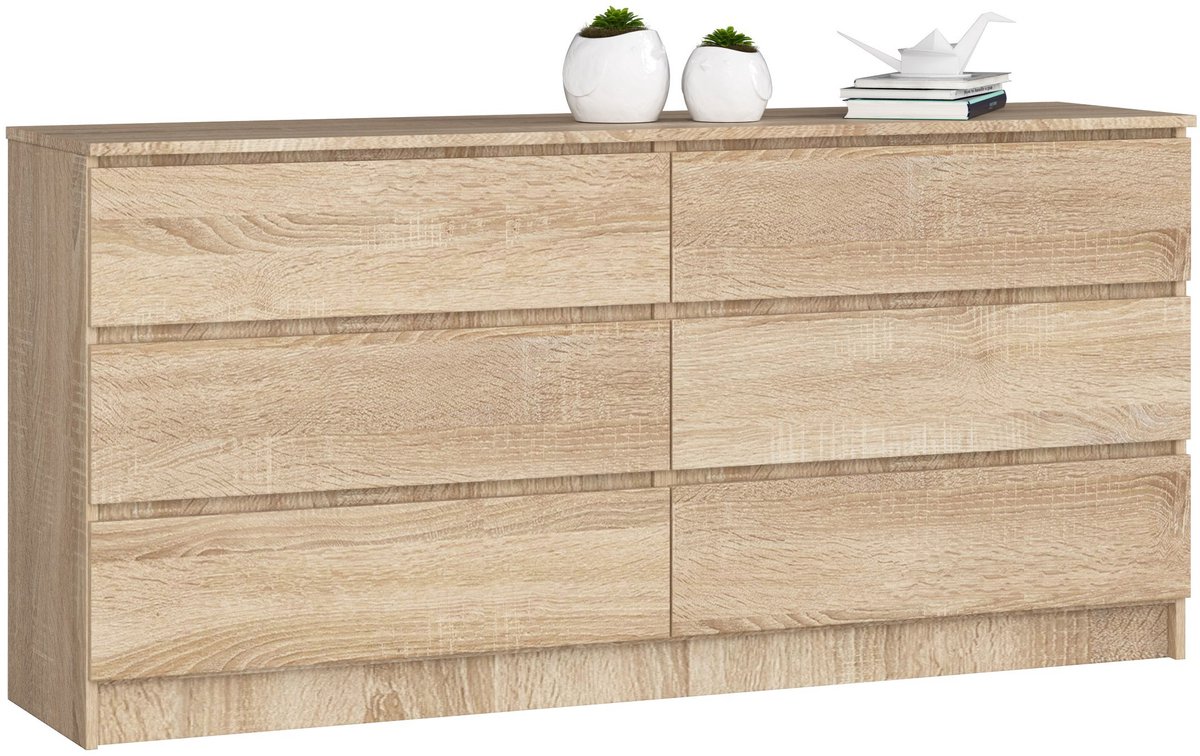 Ladekast K160 met 6 Lades / AKORD Furniture Factory / Sonoma Eik / 160 x 77 x 40 cm