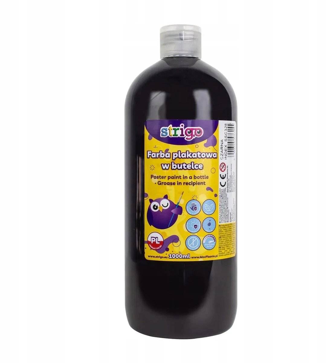 Strigo Plakkaatverf Zwart 1000ml - Hoge Kwaliteit voor Kunstenaars