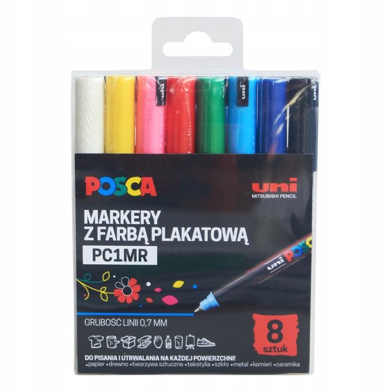 Uni Posca PC-1MR Acrylverf Markers Set – 8 Kleuren