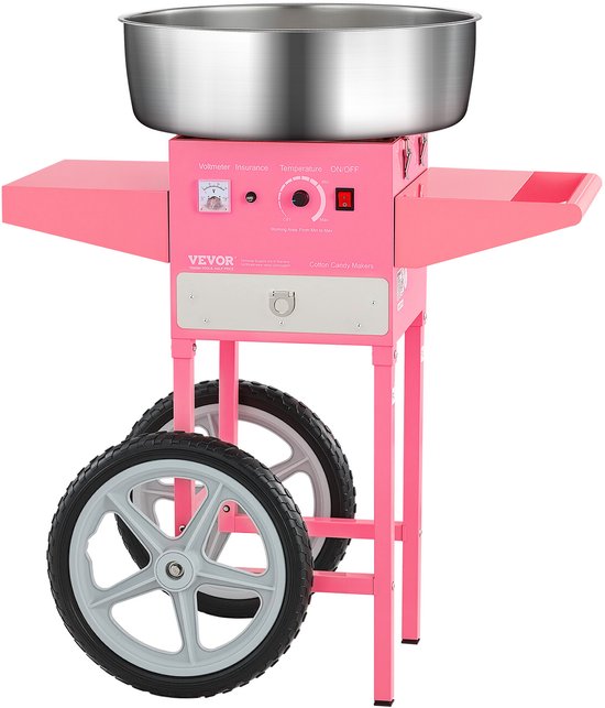 VEVOR Commerciële Suikerspinmachine met Kar Suikerspinmaker 1kW Roze — afbeelding 2