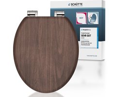 SCHÜTTE WC-Bril 80193 DARK WOOD - MDF-Hout - Soft Close - Verchroomde Scharnieren - Belastbaar tot 175 kg - Decor - 3-zijdige Print