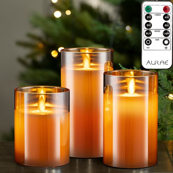 Aurae Led Kaarsen met Bewegende Vlam – 3 stuks