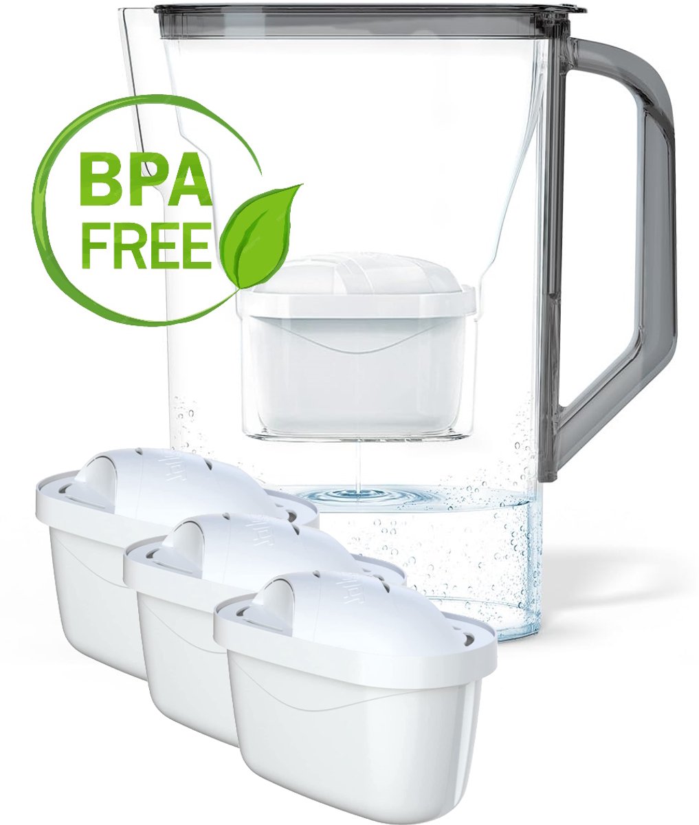 Waterfilterkan 2.7L - Karaf is ook geschikt voor Brita MAXTRA waterfilter patronen - incl. 3 filterpatronen - Waterkan - Kleur Zwart