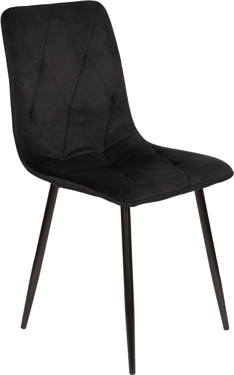 AZ Home-Set van 4 Naomi Eetkamerstoel-Zwart-Fluweel-Industrieel