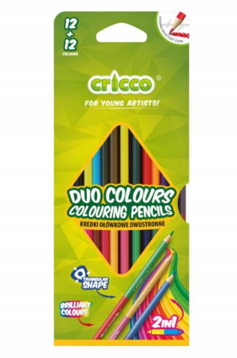 Cricco Dubbelzijdige Kleurpotloden - 12 Potloden, 24 Kleuren