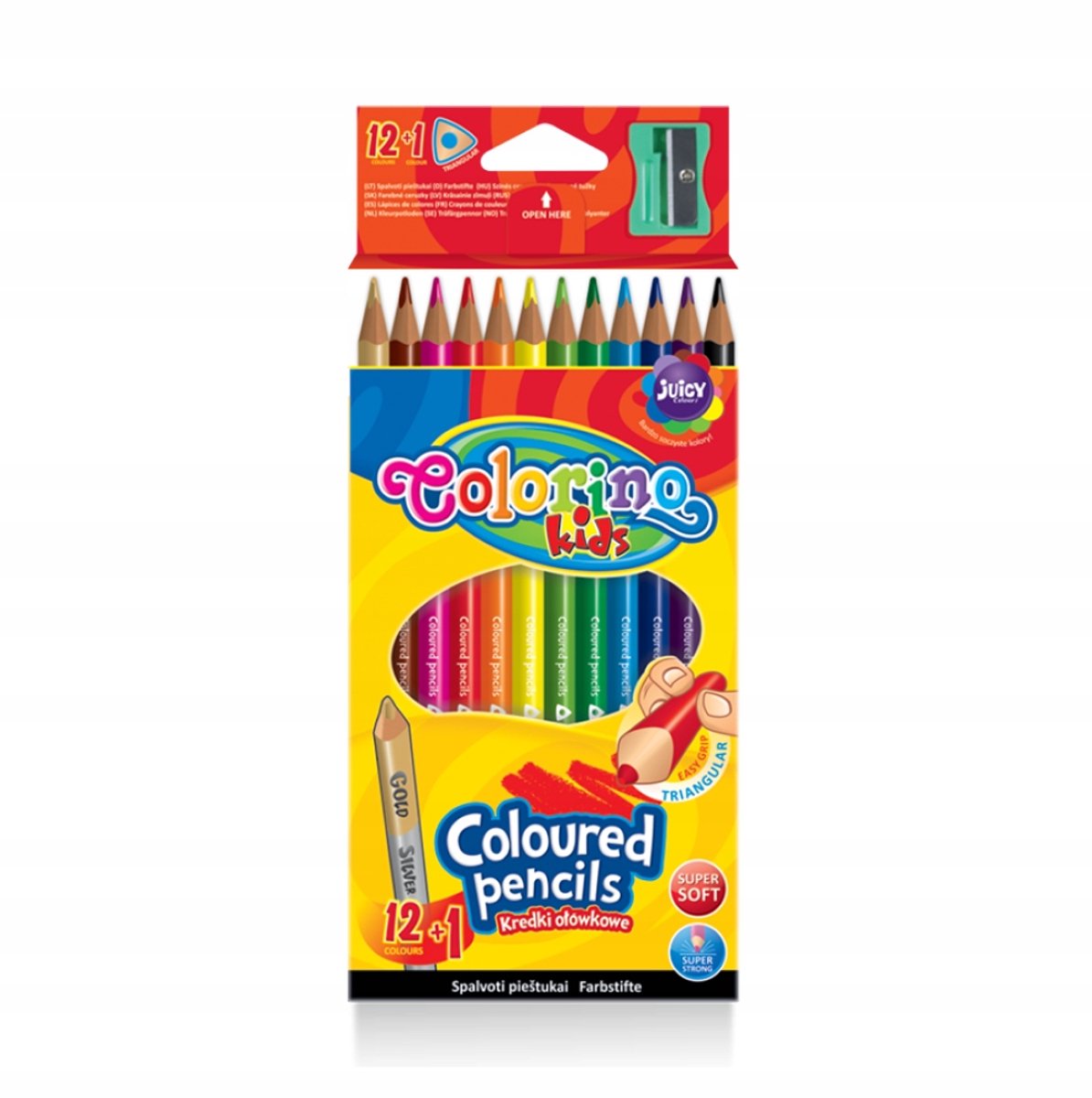 Colorino Driehoekige Kleurpotloden 12 Kleuren + Puntenslijper