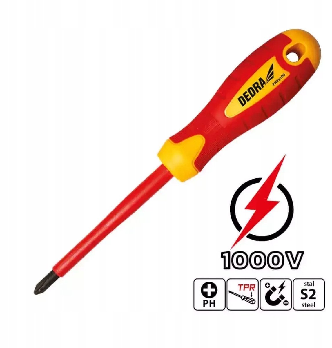 Geïsoleerde Schroevendraaier PH0 VDE 1000V Magnetisch 60mm