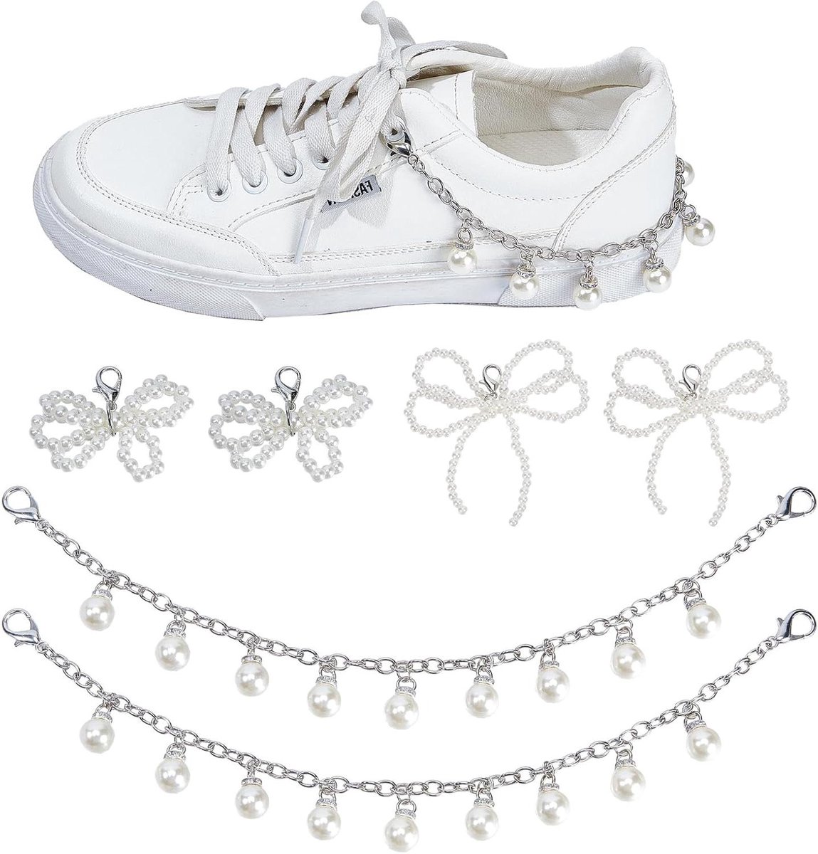 JHubers Goods - Parelboog Schoenveter Bedels Kit - Decoratie Sneakers - DIY Schoensieraden - Multisize - Metaal - Vrouwen - Y2K Stijl