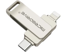 MicroDrive - USB Stick 128GB - Flashdrive geschikt voor iPhone / iOS / Android 128GB - Flash Drive 4 In 1