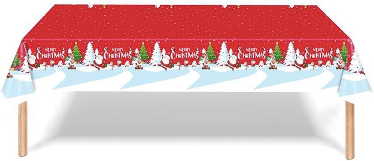 JHubers Goods - Groot Kersttafelkleed van Kunststof voor Kerstfeest en Babyshower - Rood - 137 x 274 cm
