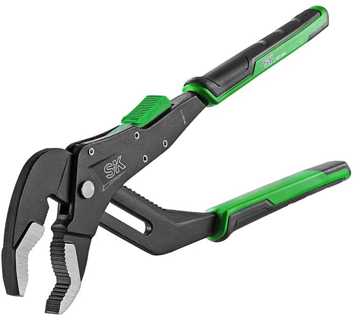 SK-Tools SK02111 – Waterpomptang – 300 mm – CR-V – Snelverstelling met Drukknop – V-bek – Zwartgeoxideerd