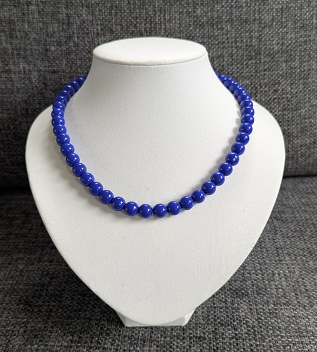 SWAN - halsketting - kralenketting - statement ketting - necklace - Milaan - kleine kralen - acryl - 10mm - kobalt blauw