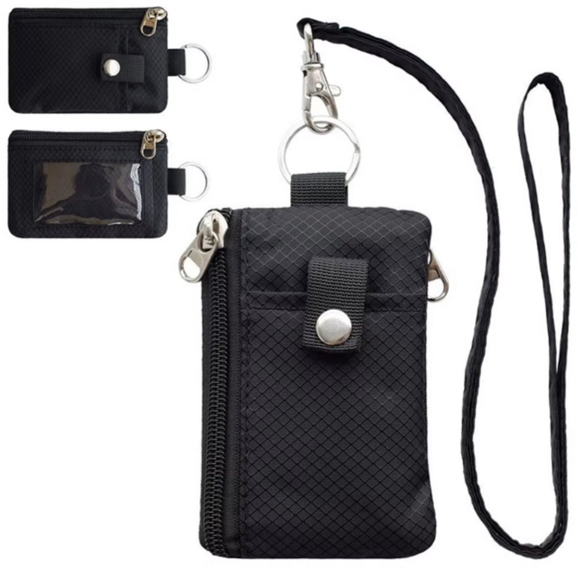 RFID Blocking Kleine Portemonnee voor Vrouwen en Mannen – Waterbestendig, Minimalistische Reispportemonnee met Sleutelhanger, Zip, Lanyard – Slanke Kaartenhouder, Badge Portemonnee, Veiligheidsportemonnee