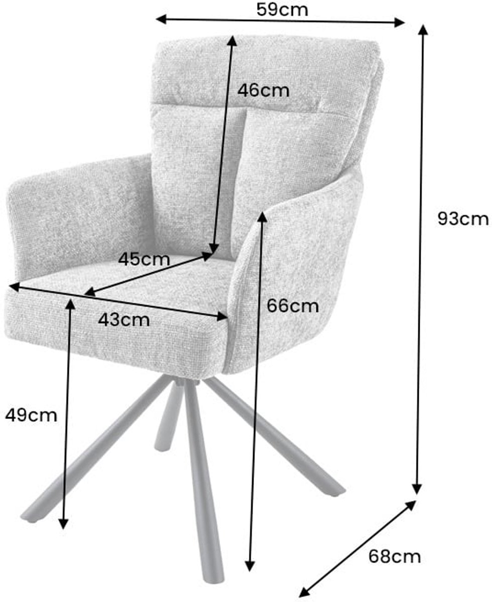 Invicta Interior Bureaustoel BIG GEORGE beige structuurstof met armleuning metaal zwart - 44438 Zie omschrijving