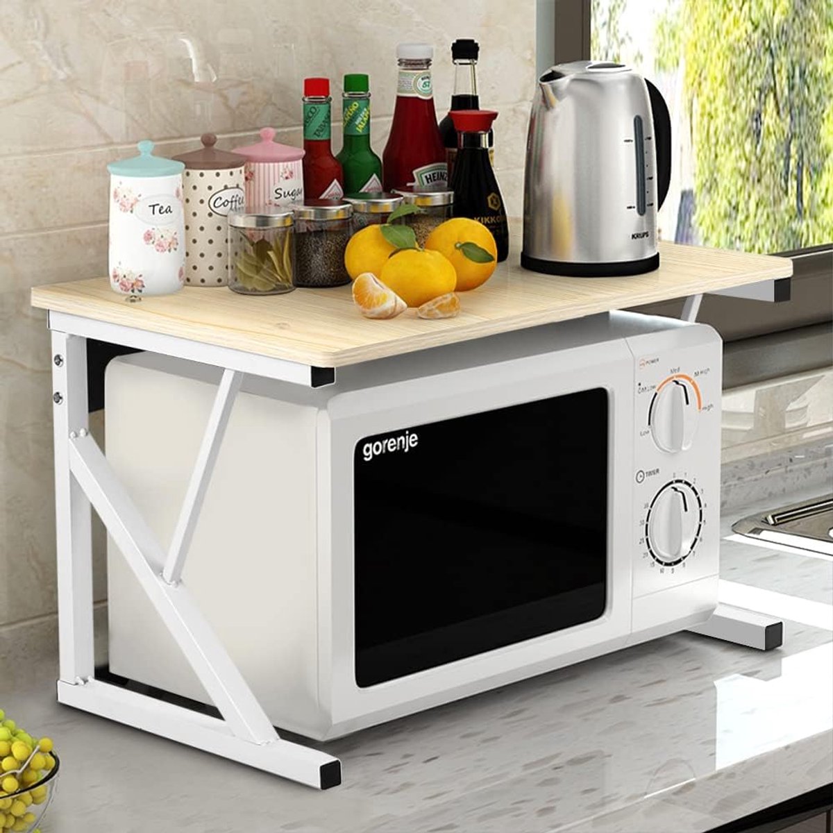 Uitbreidbaar Magnetronrek - Multifunctionele Organizer voor Keuken en Woonruimte