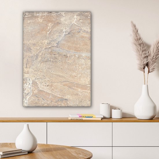 Toile Peinture Marbre - Citron Vert - Sable - Texture - 60x80 cm - Décoration murale