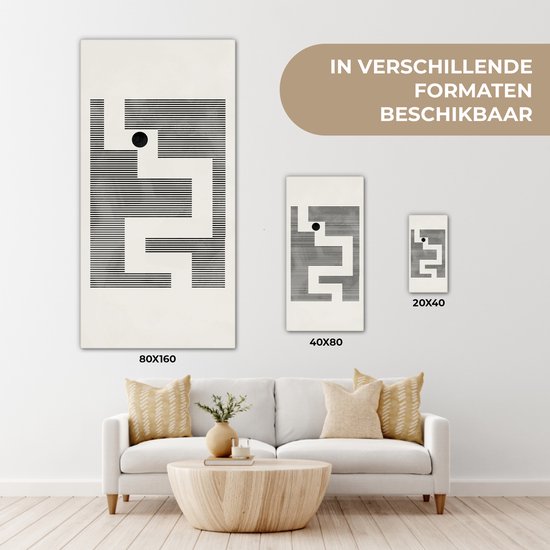 Canvas schilderij 20x40 cm - Wanddecoratie Doolhof - Abstract - Minimalisme - Muurdecoratie woonkamer - Slaapkamer decoratie - Kamer accessoires - Schilderijen op canvas
