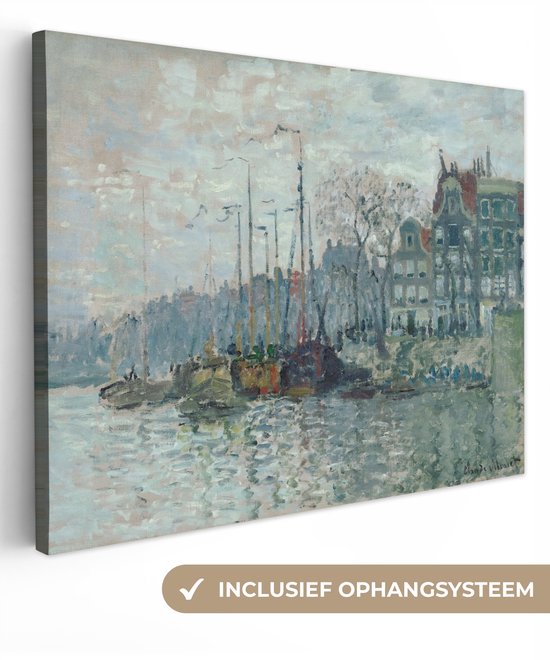 Tableau sur toile Zaandam la digue - Peinture de Claude Monet - 40x30 cm - Décoration murale