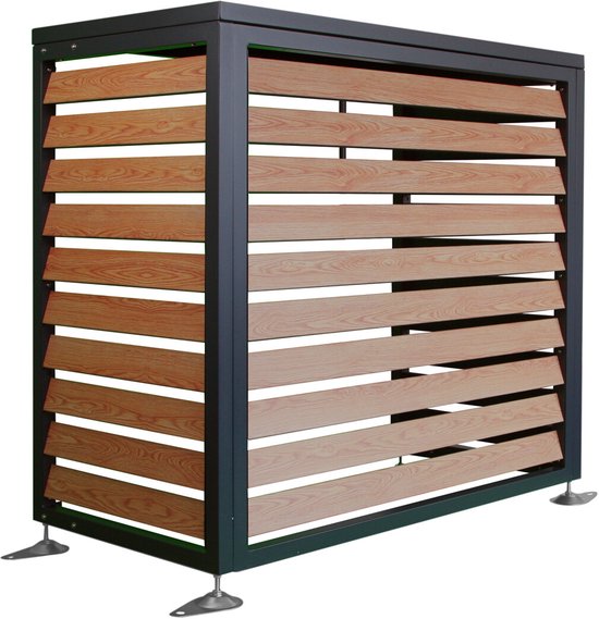 Industriële Salontafelset - Set Van 3 - Houtlook En Zwart Metaal Modulair Ontwerp