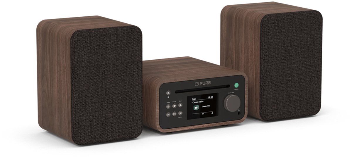 Pure Classic Stereo Mini - Het charmante microstereosysteem, Koffiebruin/Walnoot