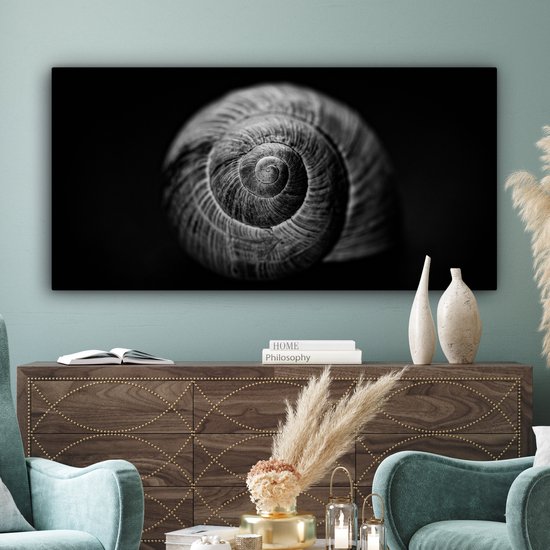 Toile - Animaux - Escargot - Zwart - Wit - Toile - 160x80 cm - Peintures sur toile - Décoration murale