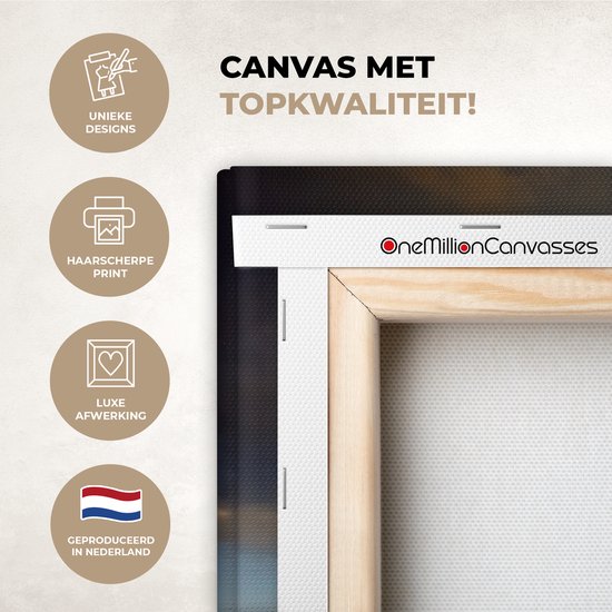 OneMillionCanvasses - Toile - Éléphant - Route - Arbres - Décoration murale - 140x90 cm - Peinture sur toile - Toile sur toile