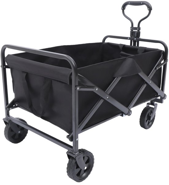 Bolderkar Opvouwbaar - Strandwagen Handwagen - Spullen Vervoeren - Grote Zwenkwielen - 80 kg Draagvermogen - Zwart van Bolderkar Opvouwbaar — afbeelding 2