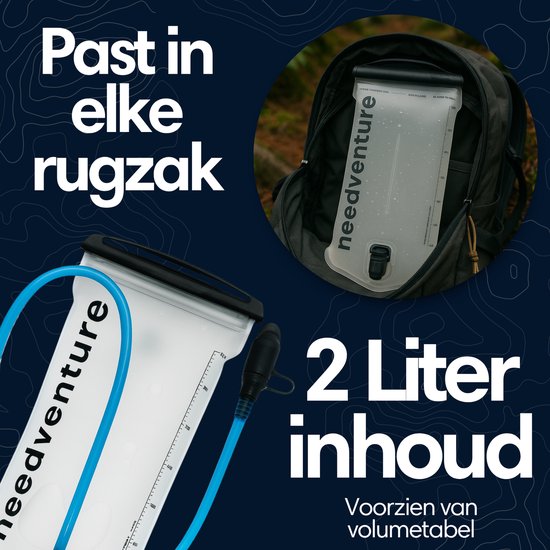 needventure® Drinkzak - Waterzak - Geschikt voor Camelbak Drinkrugzak - Drinksysteem - Camping en Hardlopen - 2 Liter - transparant blauw van NEEDVENTURE® — afbeelding 4