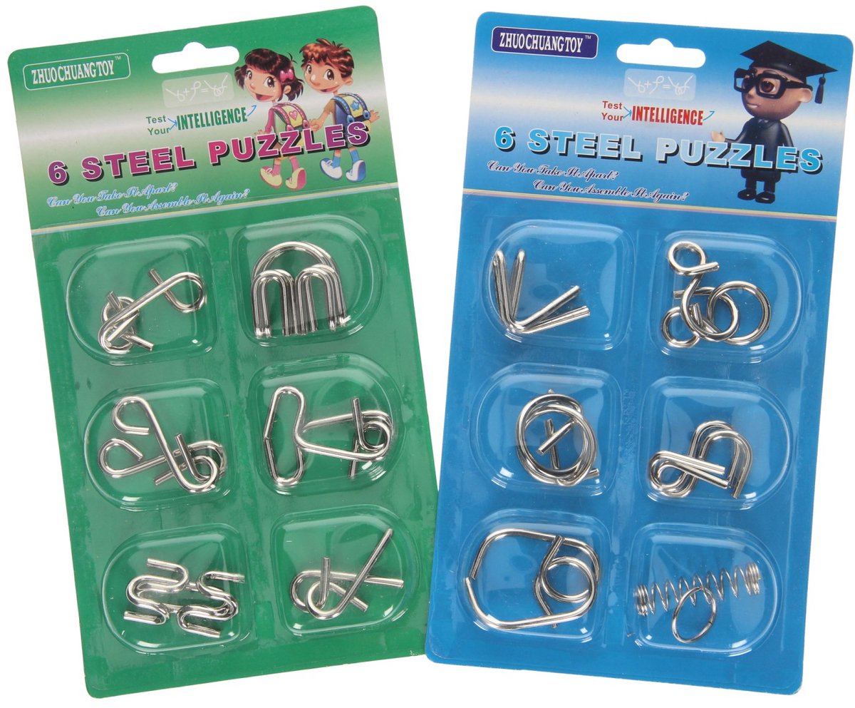 Metalen Breinpuzzels, 6st.