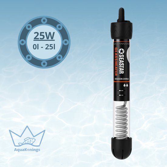 AquaKonings - Aquarium Verwarming 25W - Verwarmingselement - Heater - Warmte Element - 0-25L