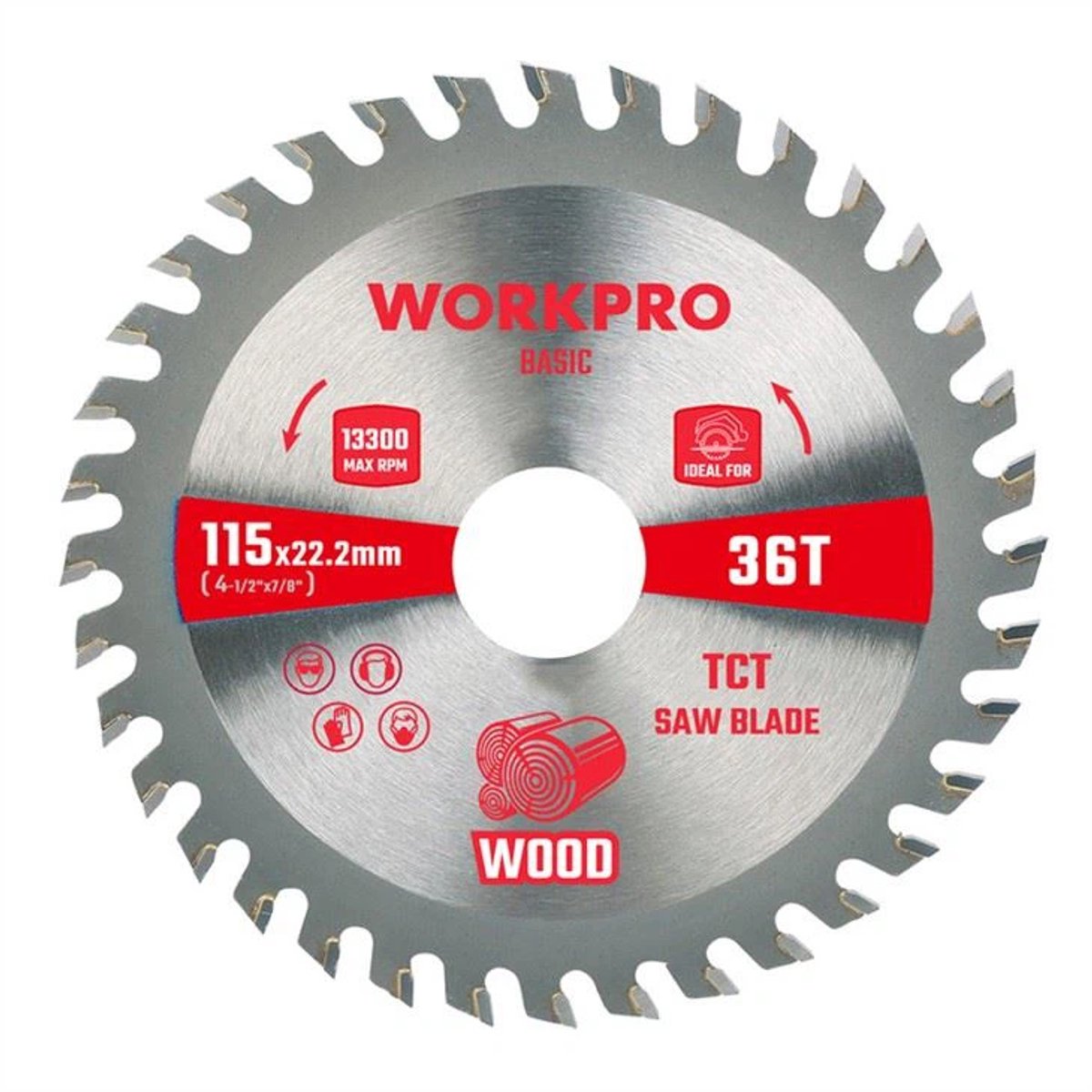 WORKPRO WP405520 Cirkelzaagblad TCT 185×30 mm – 36T – Voor hout, MDF en spaanplaat – Professioneel