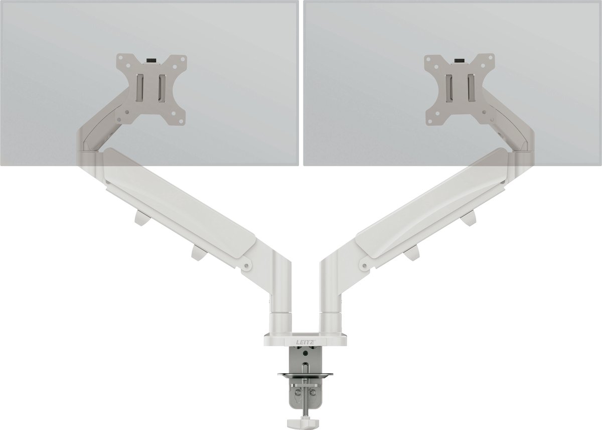 Leitz Ergo Ruimtebesparende Dubbele Monitor arm - Tot 9kg per arm - Monitor Beugel 17-32 inch - Grijs