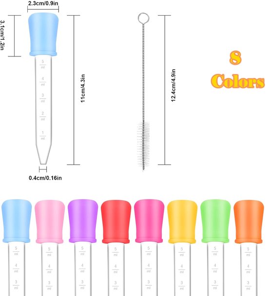 12 Transparante Plastic Pipetten 5 Ml + Reinigingsborstel – Met Schaalverdeling, Voor Laboratorium, Keuken En Cosmeticamaken