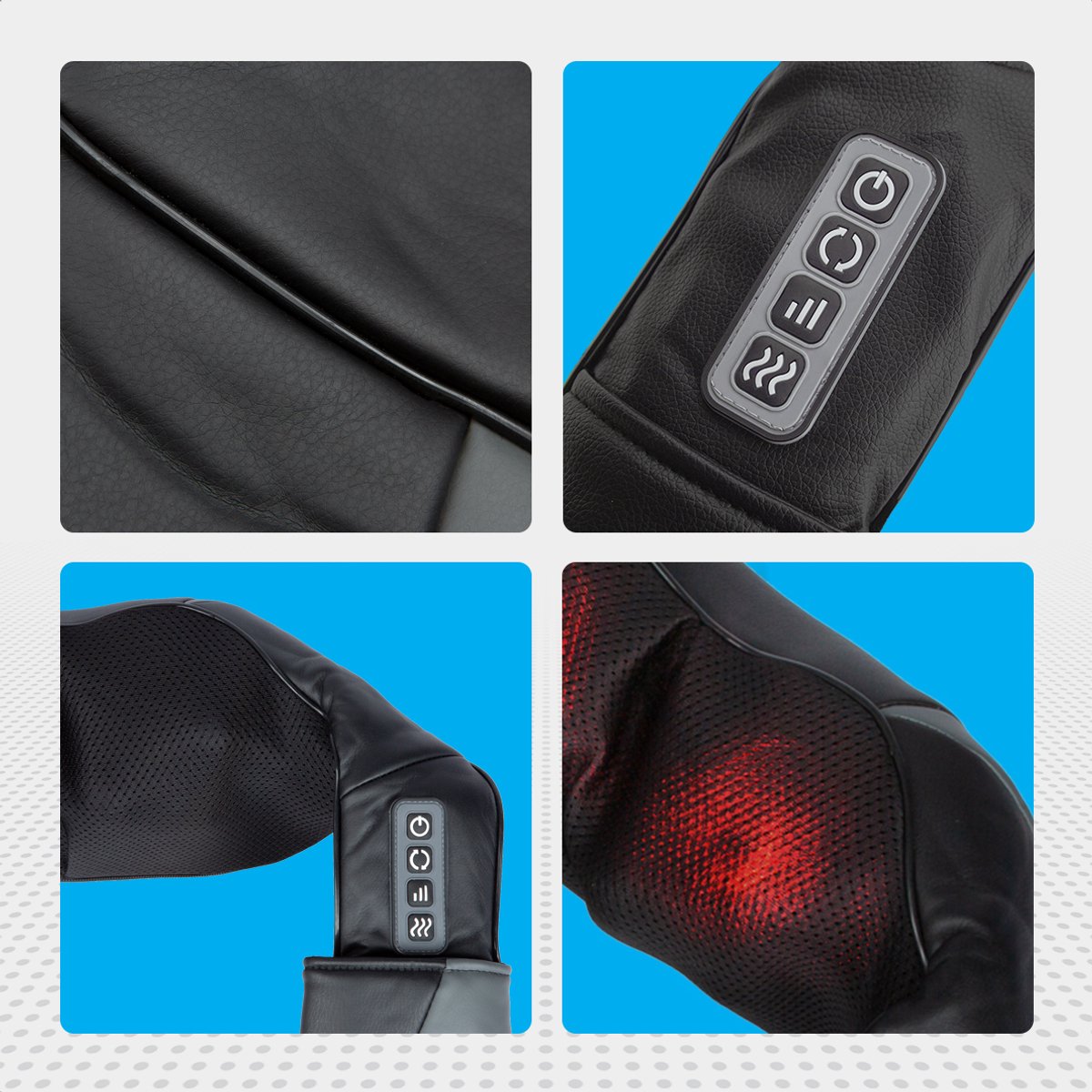 Auronic Shiatsu Massagekussen Draadloos - Elektrisch Nekmassage Apparaat - Infrarood Warmtefunctie - Nek en Schouder Massage apparaat - Massage Apparaten - Zwart/Grijs — cadeau in Cadeau-ideeën - foto 7