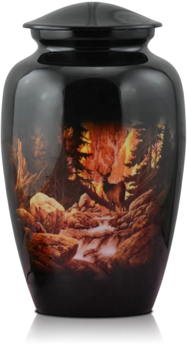 Akerz urn zwarte bergen - 3.5 Liter - Crematie Urn - Voor Huisdieren of Menselijk As - Crematie As - Urn - Begrafenis