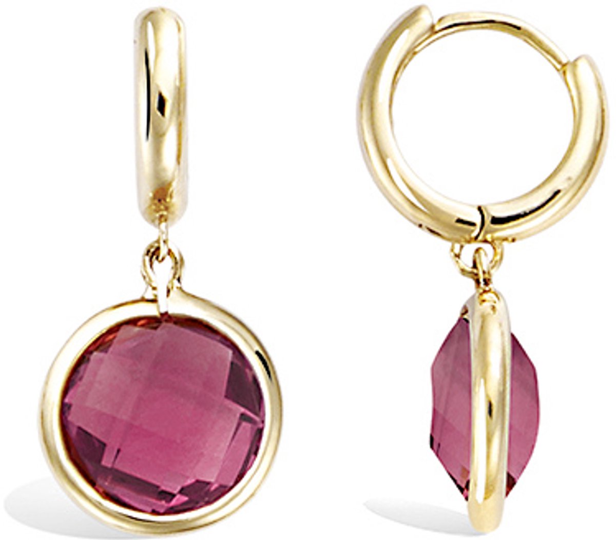 CHIVAL 18K Goud Vergulde Oorbellen – Bordeaux Halo – Tijdloos, Elegant, Hypoallergeen, Romantisch, Luxe, Liefde, Sieraad, Cadeau voor haar, Bordeauxrood, Geschenkverpakking
