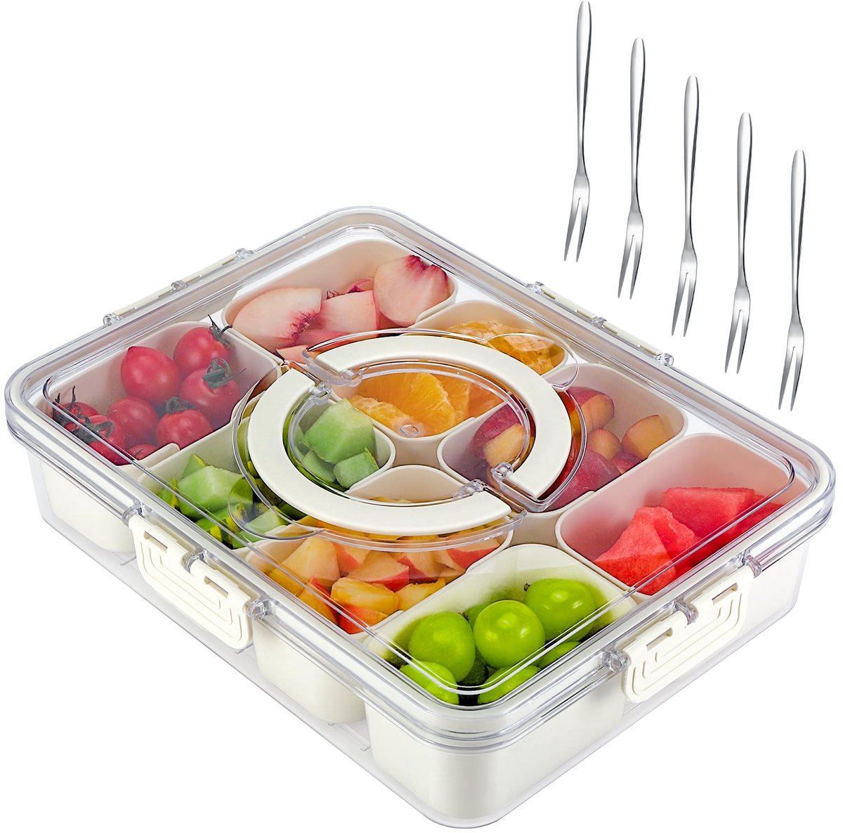 Ibenzoa® Handige en Ruime Snackbox met Vakken voor Picknicks en Bijeenkomsten
