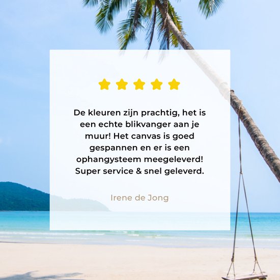 Tableau sur Toile Plage - Palmiers - Balançoire - 120x80 cm - Décoration murale