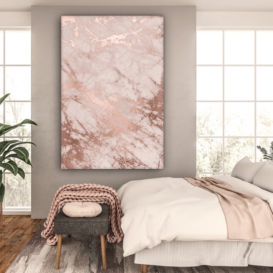 Peintures sur Toile Marbre - Rose - Luxe - 90x140 cm - Décoration murale