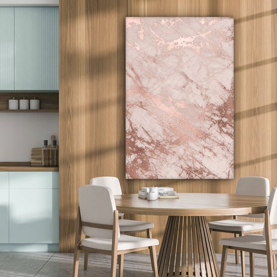Peintures sur Toile Marbre - Rose - Luxe - 80x120 cm - Décoration murale