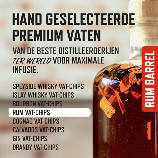 Deer Jimmy’s® Make Your Own Rum / Legendary Drink – Batch 24: Jamaican Rum Barrel Chips – Maak je eigen drank met eiken houtsnippers van een premium Rum vat