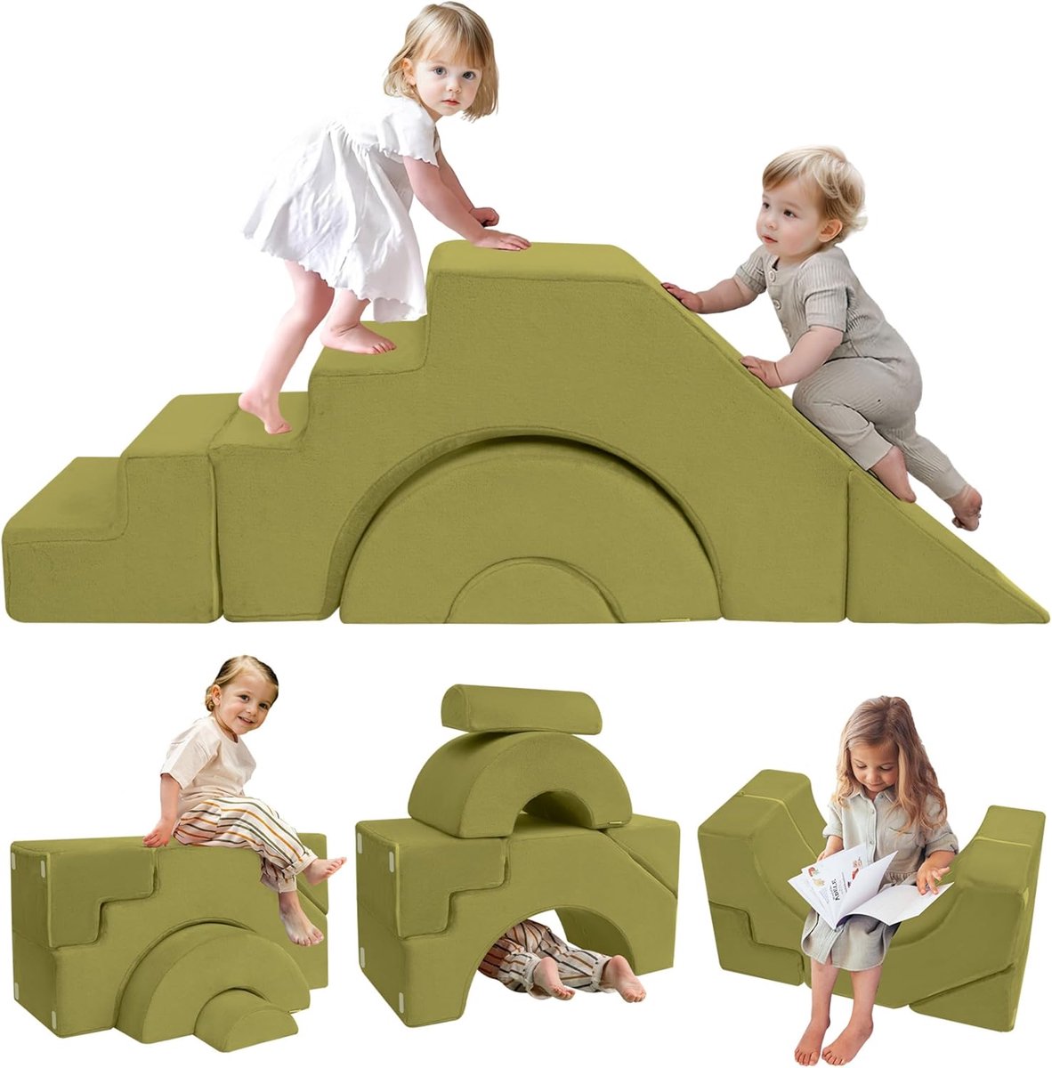 Modulaire Kinderbank met Glijbaan en Trap - Speelbank voor Kinderen