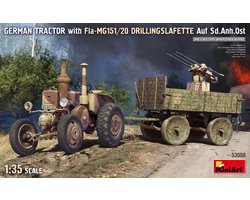 MiniArt Modelbouwpakket Landbouwvoertuigen - 53008 Duitse Lanz Bulldog Tractor met Fla-MG151/20 Drilling op Sd.Anh.Ost WWII - Utiliteitsvoertuig Plastic - 1:35 - Modelbouw