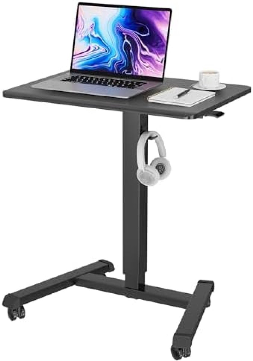 PromoHome Mobiel Sta-Bureau Verstelbaar Werkstation met Wieltjes
