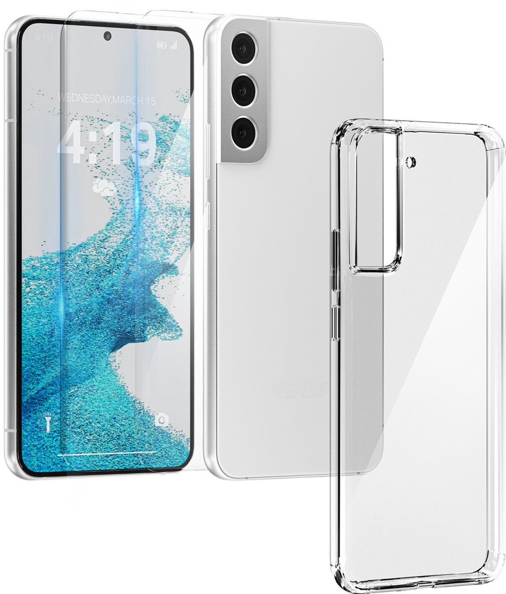 My Case Hoesje geschikt voor Samsung Galaxy S22 hoes transparant - 2x screenprotector