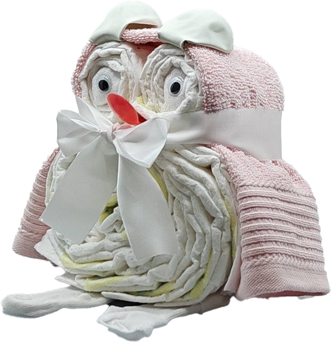 De Zoetebekjes® - Luiertaart - Pampertaart - Kraamcadeau - De Uiltjesknapper - Roos