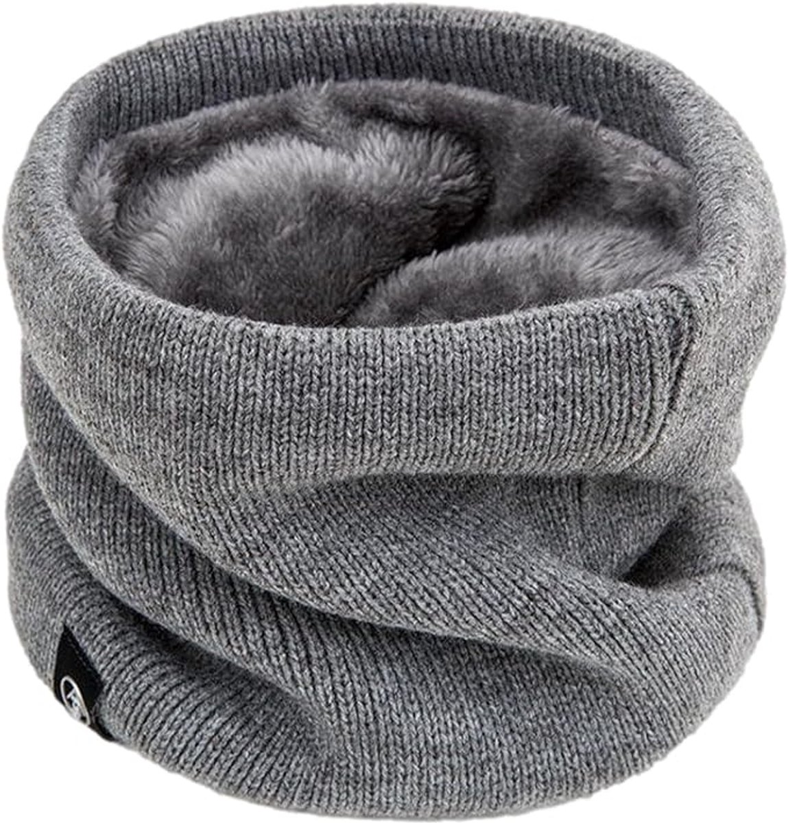 Winter - gevoerde Nek sjaal- Nekwarmer - Halswarmer - Motor - Colsjaal - Col - met voering - imitatiebont - windbescherming - gezichtbescherming - Kleur Grijs